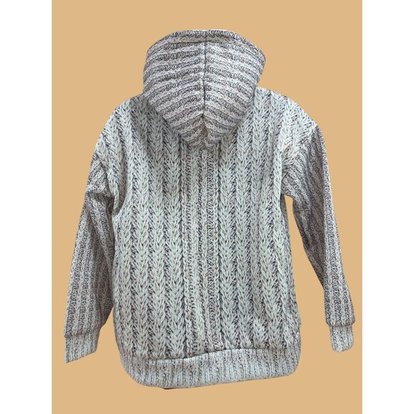 Hooded Cable Knit Print Slim Fit Hoodie Large - Picture 2 of 6